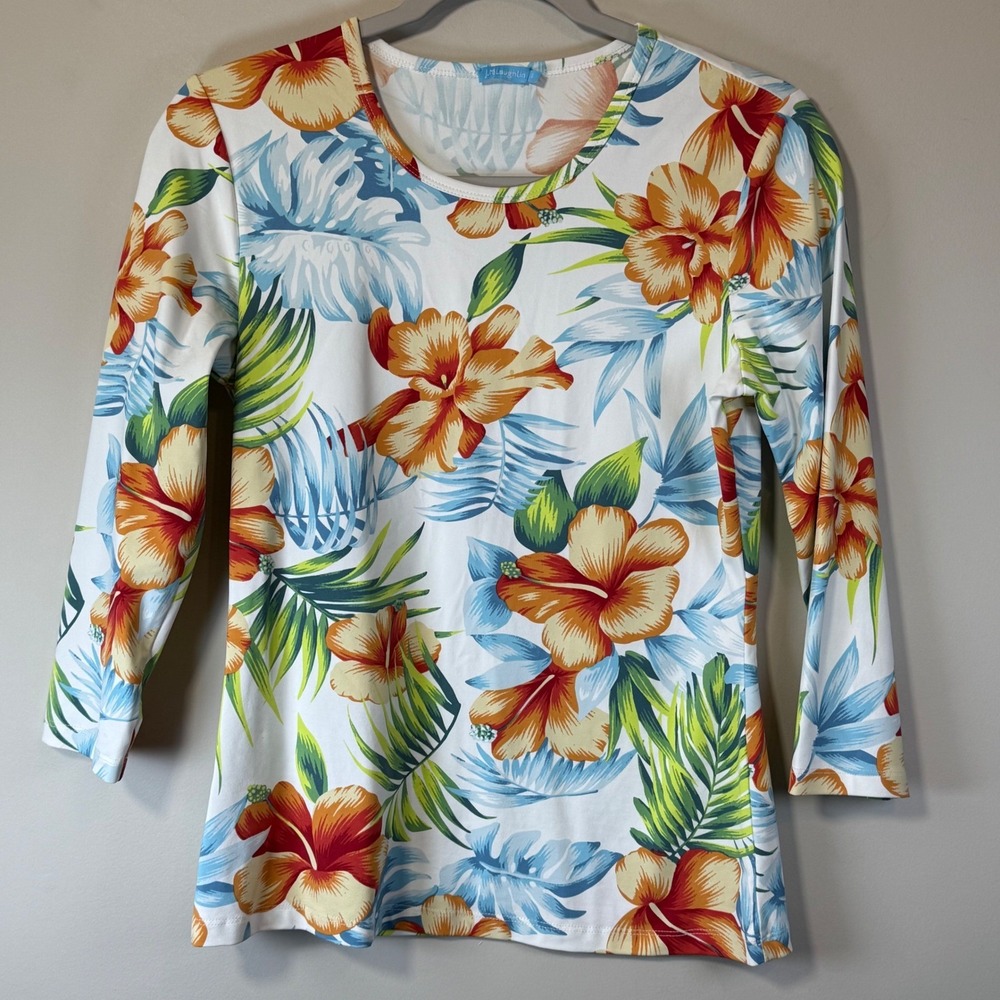 Excellent J.McLaughlin Catalina Top Women Small Multicolor Excellent Floral 3/4